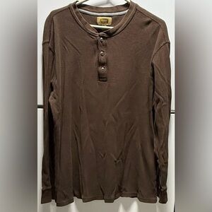 🪅Foundry Dark Brown Cotton Thermal Henley Shirt